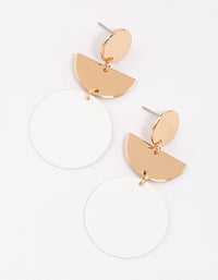 White Geometric Disc Drop Earrings - link has visual effect only