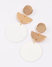 White Geometric Disc Drop Earrings - link has visual effect only