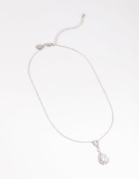 Rhodium Regal Pear Pendant Necklace - link has visual effect only