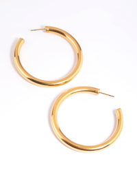 Waterproof Gold Plated Stainless Steel Large Chunky Hoop Earrings - link has visual effect only