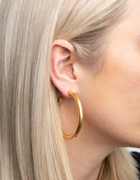 Waterproof Gold Plated Stainless Steel Large Chunky Hoop Earrings - link has visual effect only