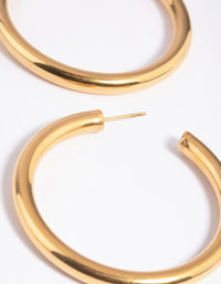 Waterproof Gold Plated Stainless Steel Large Chunky Hoop Earrings - link has visual effect only