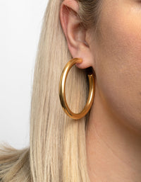 Waterproof Gold Plated Stainless Steel Large Chunky Hoop Earrings - link has visual effect only