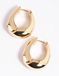 Gold Plated Chunky Oval Huggie Hoop Earrings - link has visual effect only