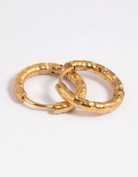 Gold Plated Stainless Steel Molten Huggie Hoop Earrings - link has visual effect only