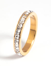 Gold Plated Stainless Steel Cubic Zirconia Ring - link has visual effect only