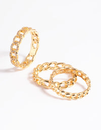 Gold Plated Cubic Zirconia Chain Ring Pack - link has visual effect only