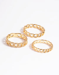 Gold Plated Cubic Zirconia Chain Ring Pack - link has visual effect only