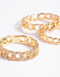 Gold Plated Cubic Zirconia Chain Ring Pack - link has visual effect only