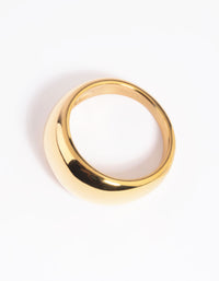 Waterproof Gold Plated Stainless Steel Dome Ring - link has visual effect only