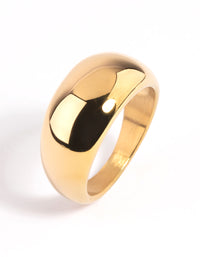 Waterproof Gold Plated Stainless Steel Dome Ring - link has visual effect only