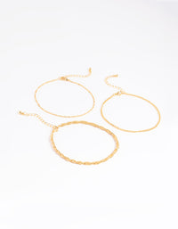 Gold Plated Twisted Chain Anklet Pack - link has visual effect only