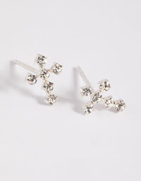 Sterling Silver Cubic Zirconia Cross Stud Earrings - link has visual effect only