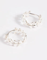 Sterling Silver Leaf Huggie Hoop Earrings - link has visual effect only