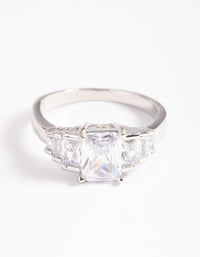 Silver Cubic Zirconia Princess Ring - link has visual effect only