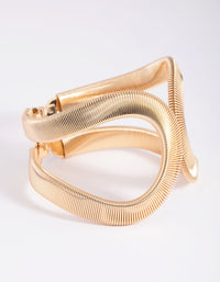 Gold Textured Oval Cuff Bangle - link has visual effect only