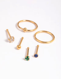 Gold Plated Titanium Green Nose Studs - link has visual effect only