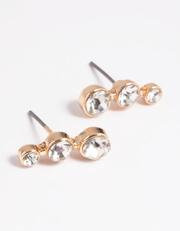 Gold Diamante Crawler Stud Earrings