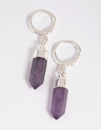 Purple Amethyst Shard Huggie-Hoop Earrings - link has visual effect only