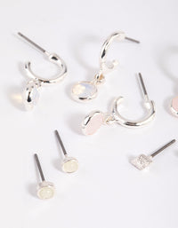 Silver Semi-Precious Stone Hoop Earrings - link has visual effect only