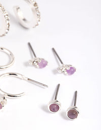 Purple Amethyst Diamante Earring Stack Pack - link has visual effect only