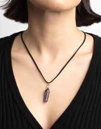 Amethyst Crystal Shard Suede Cord Necklace - link has visual effect only