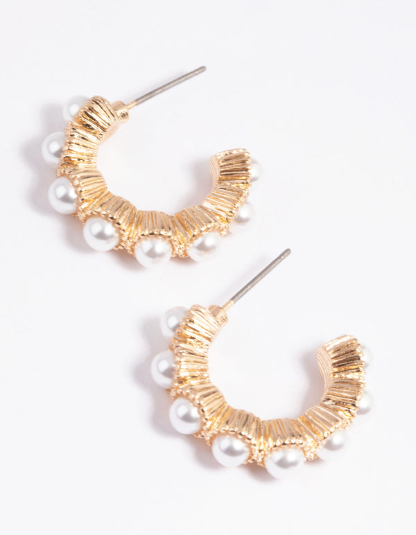 Gold Pearl Drop Earrings