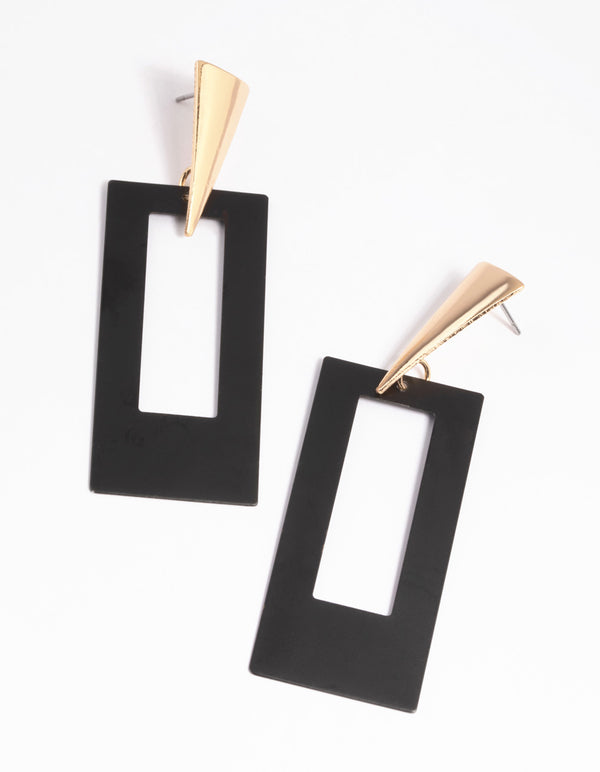 Black Triangular Drop Earrings