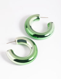 Matte Green Thick Hoop Earrings - link has visual effect only