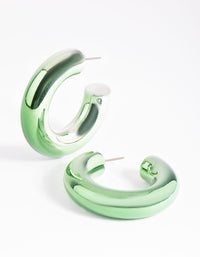 Matte Green Thick Hoop Earrings - link has visual effect only