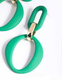 Green Linked Drop Earrings - link has visual effect only