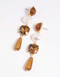 Brown Pearl & Diamante Mixed Drop Earrings - link has visual effect only