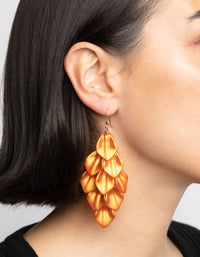 Orange Pearlised Petal Drop Earrings - link has visual effect only