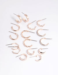 Rose Gold Textured Glitter Hoop Earring 8-Pack - link has visual effect only