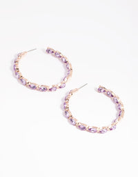 Lilac Pear Stone Hoop Earrings - link has visual effect only