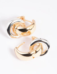 Gold Circular Huggie Hoop Earrings - link has visual effect only