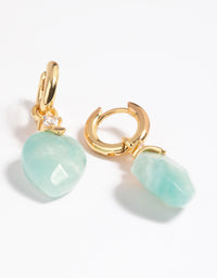 Gold Plated Cubic Zirconia & Amazonite Huggie Hoop Earrings - link has visual effect only