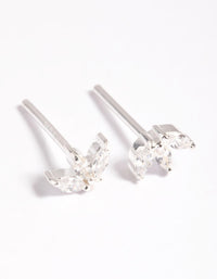 Sterling Silver Cubic Zirconia Leaf Stud Earrings - link has visual effect only