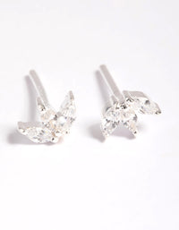 Sterling Silver Cubic Zirconia Leaf Stud Earrings - link has visual effect only