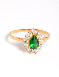 Gold Plated Sterling Silver Green Pear Ring - link has visual effect only