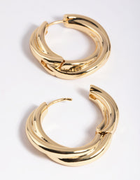 Gold Plated Chunky Molten Huggie Hoop Earrings - link has visual effect only