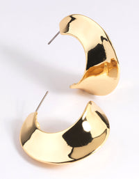 Gold Plated Molten Pointed Hoop Earrings - link has visual effect only