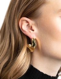 Gold Plated Molten Pointed Hoop Earrings - link has visual effect only