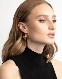 Gold Plated Molten Pointed Hoop Earrings - link has visual effect only