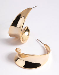 Gold Plated Brass Concave Hoop Earrings - link has visual effect only