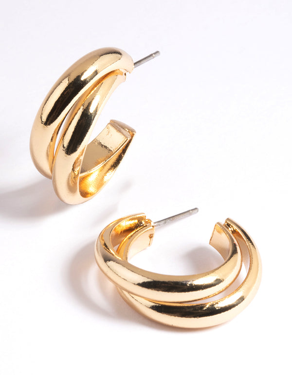 Gold Plated Twisted Hoop Earrings