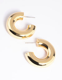 Gold Plated Brass Chubby Hoop Earrings - link has visual effect only