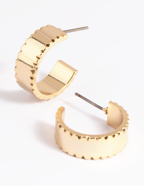 Gold Plated Textured Hoop Earrings