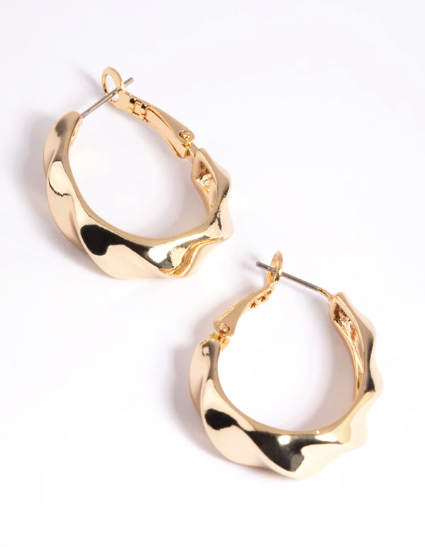 Gold Plated Twisted Hoop Earrings