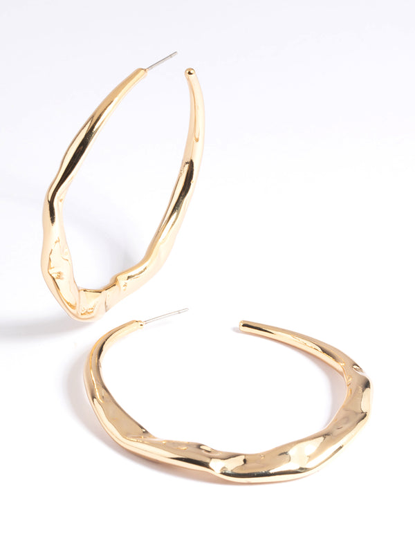 Gold Plated Molten Hoop Earrings